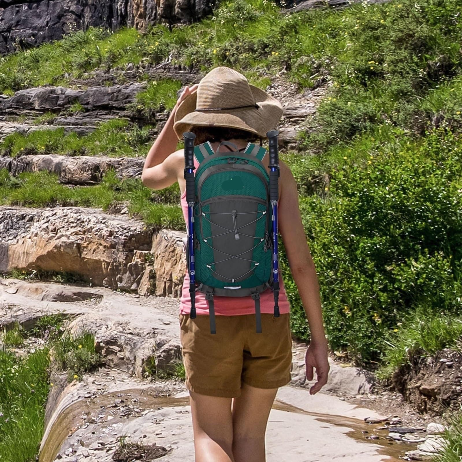 Plecak Turystyczny Kemping 35L Plecak Turystyczny Outdoor Day Pack Lekki Kempingowy Dla Mężczyzn I Kobiet Wielofunkcyjny(Green2)