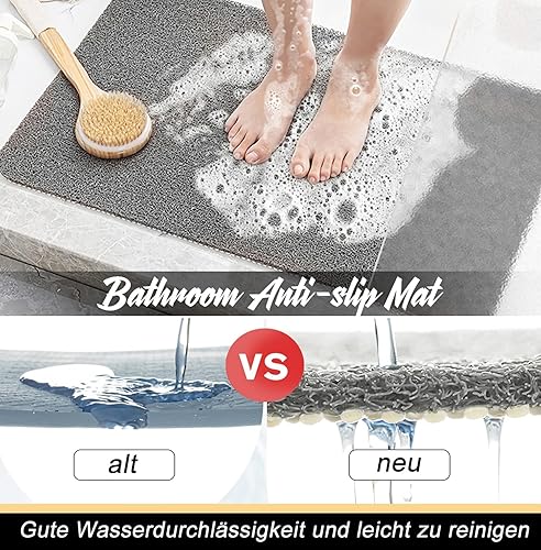 Miniatura 5 de Tapete de ducha antideslizante con drenaje suave en los pies, de cloruro de polivinilo, para baño, área húmeda, secado rápido, sin ventosa, cómoda
