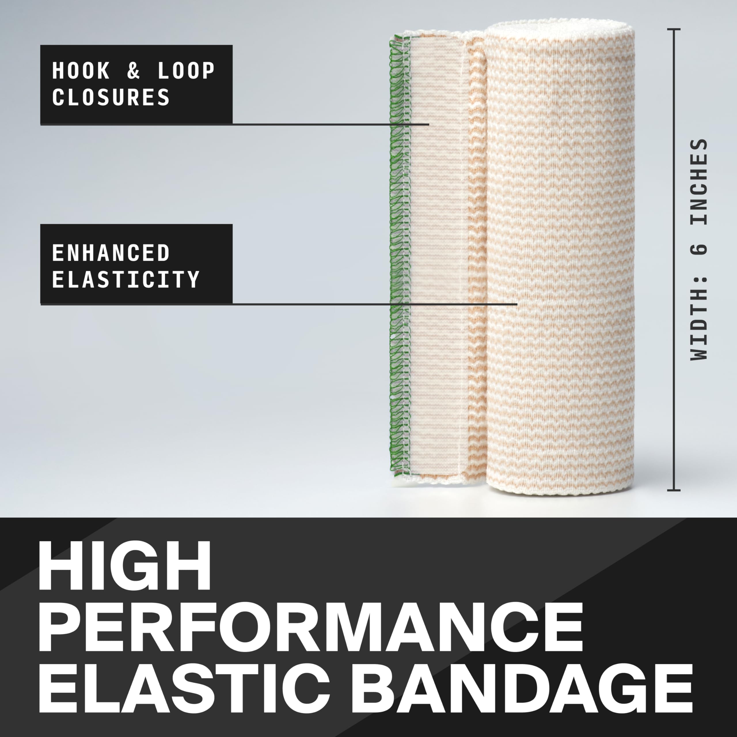 SurviveX High-Performance Elastic Bandage Wrap 6 Inch - Reusable Compression Bandage Wrap for Leg, Ankle, Wrist, Knee - Self Closing Design - FSA HSA Approved - 2 Pack