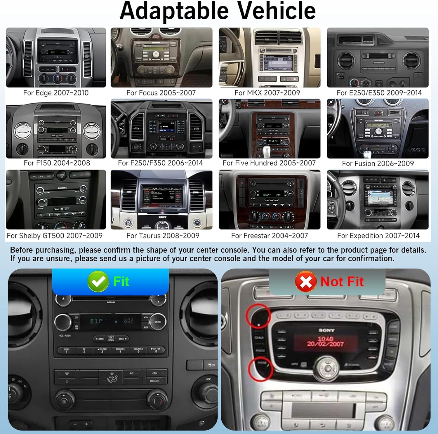 8 Core Car Radio for Ford F150 2004-2008, F250 F350 2006-2014 with Wireless CarPlay & Android Auto, 8 Core 4+32G 7" HD Touchscreen Android 14 Ford F250 Stereo Upgrade, Backup Camera,BT,SWC,FM,AM