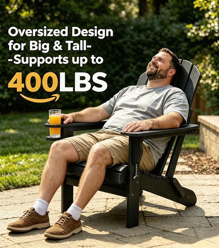 CLOUDEEP Folding Adirondack Chair, 25 Year Fade Proof Outdoor Patio Chairs image 4