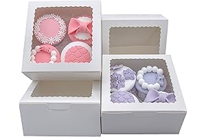 Premium 6x6x3 Inch White Cupcake Boxes with Window