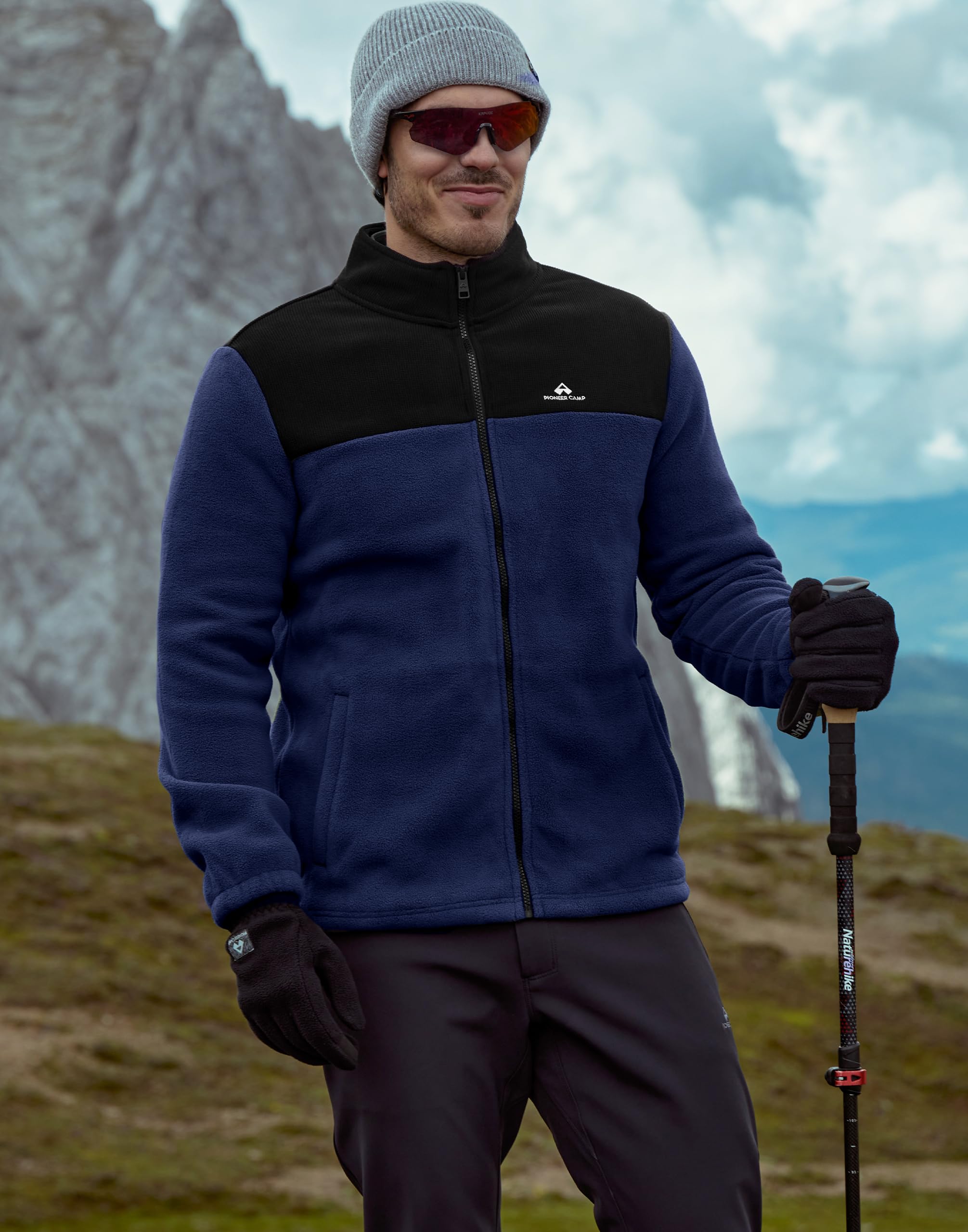Veste polaire chaude pour homme, respirante et confortable, veste de survêtement entièrement zippée, 400 g d'épaisseur, veste demi-saison pour l'extérieur, la randonnée, les loisirs, le trekking