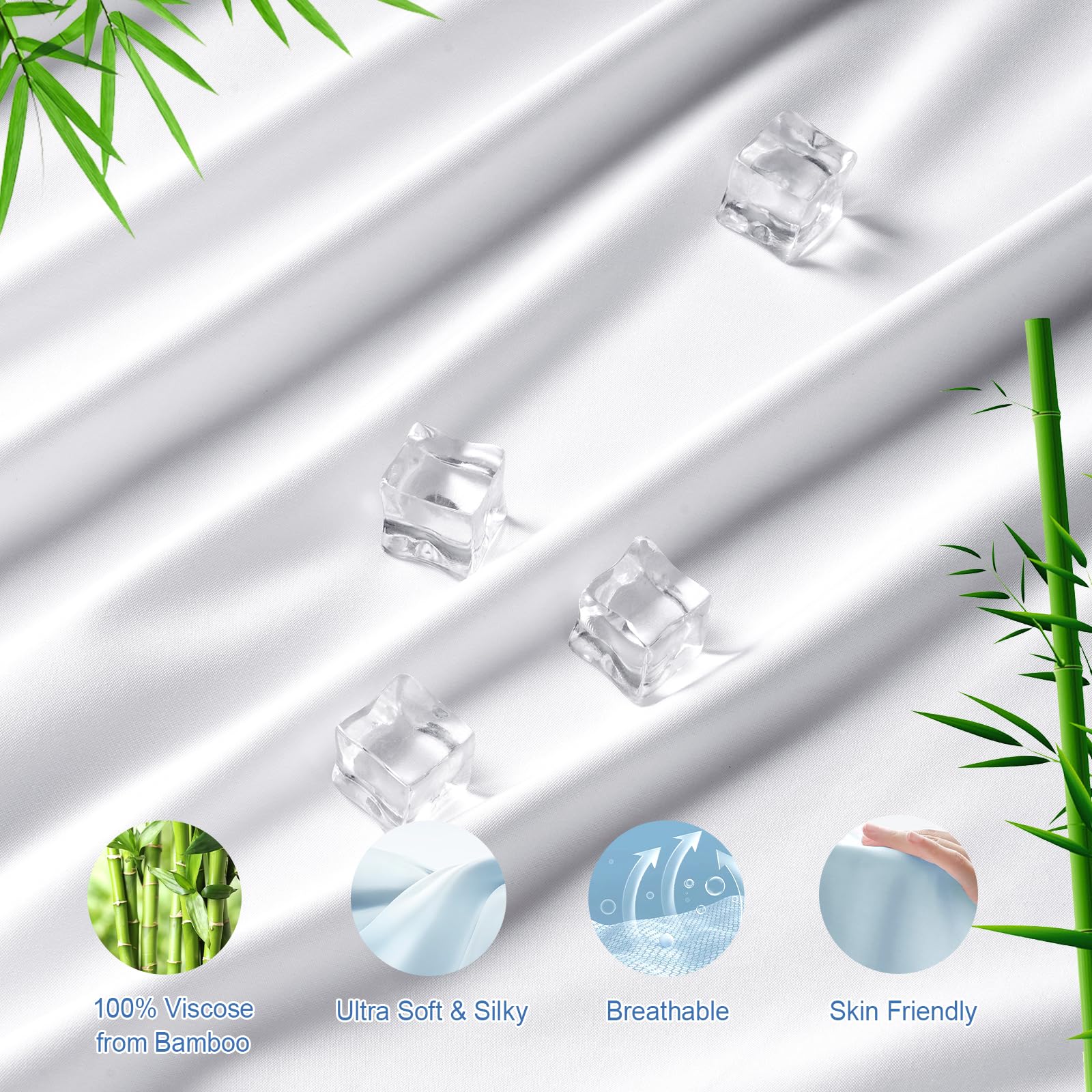 PHF 100% Rayon Derived from Bamboo Cooling Fitted Sheet King Size for Hot Sleeper, 16