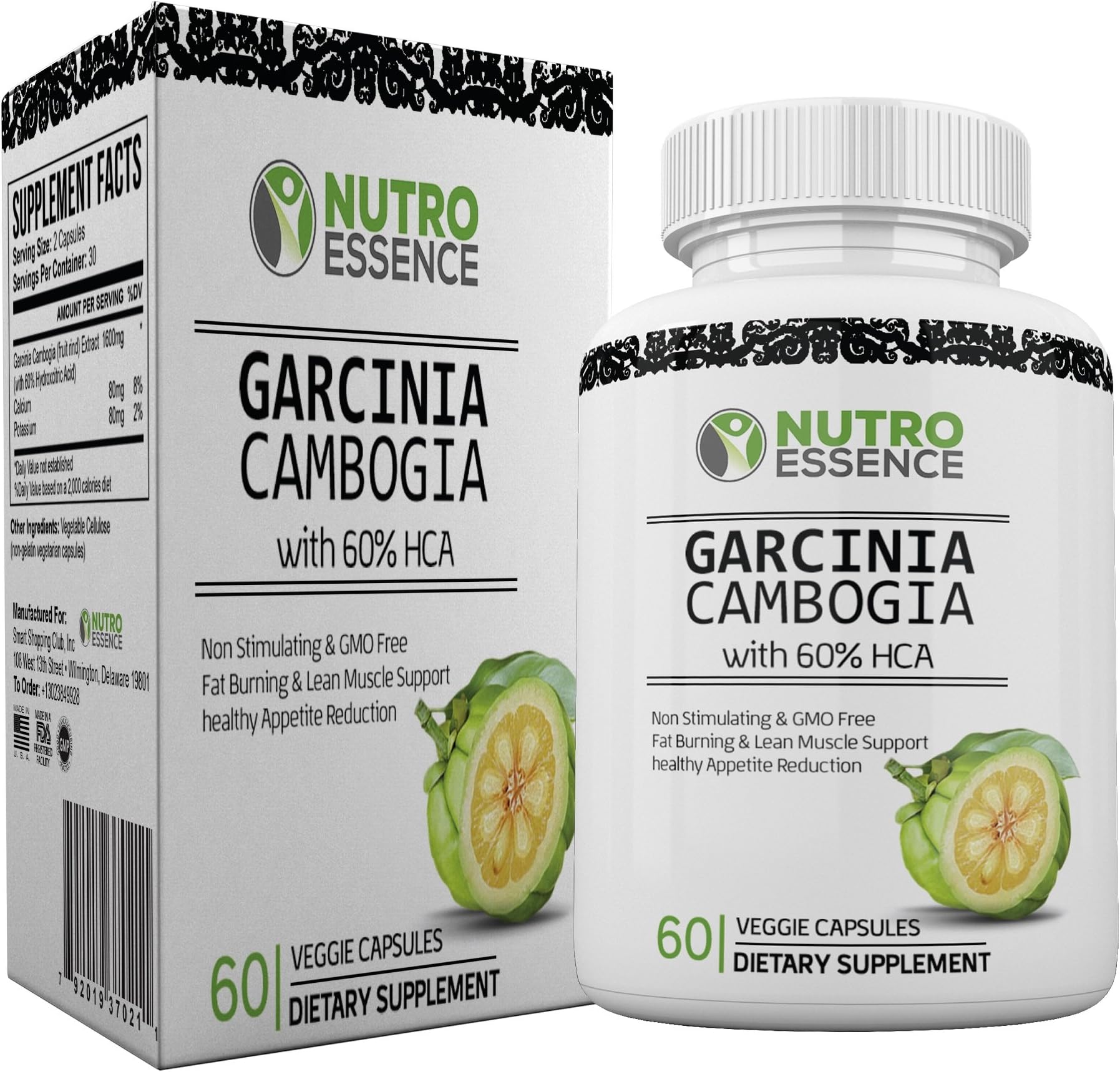 Nutro Essence Garcinia Cambogia Weight Loss Dietary Supplement 60 Veggie Capsules | Highly Potent & Natural 800mg Extracts for Men & Women | Lose Weight, Burn Fat, Suppress Appetite & Boost Energy