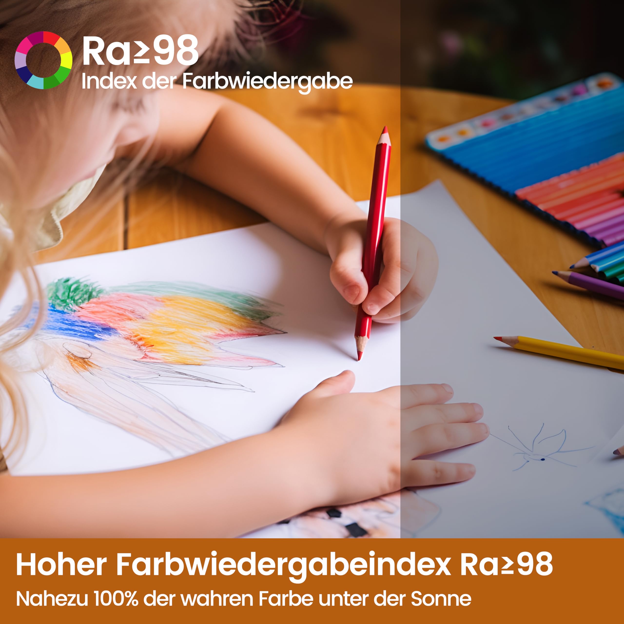 Büro Stehlampe – UGR<16, CRI>98, 7000lm, 4000K, Vollspektrum | 7000lm Tageslicht | UGR<16 blendfrei + CRI>98 | Vollspektrum 4000K | 60W+50W dimmbar | Büro, Kinderzimmer, Lesen | 198cm