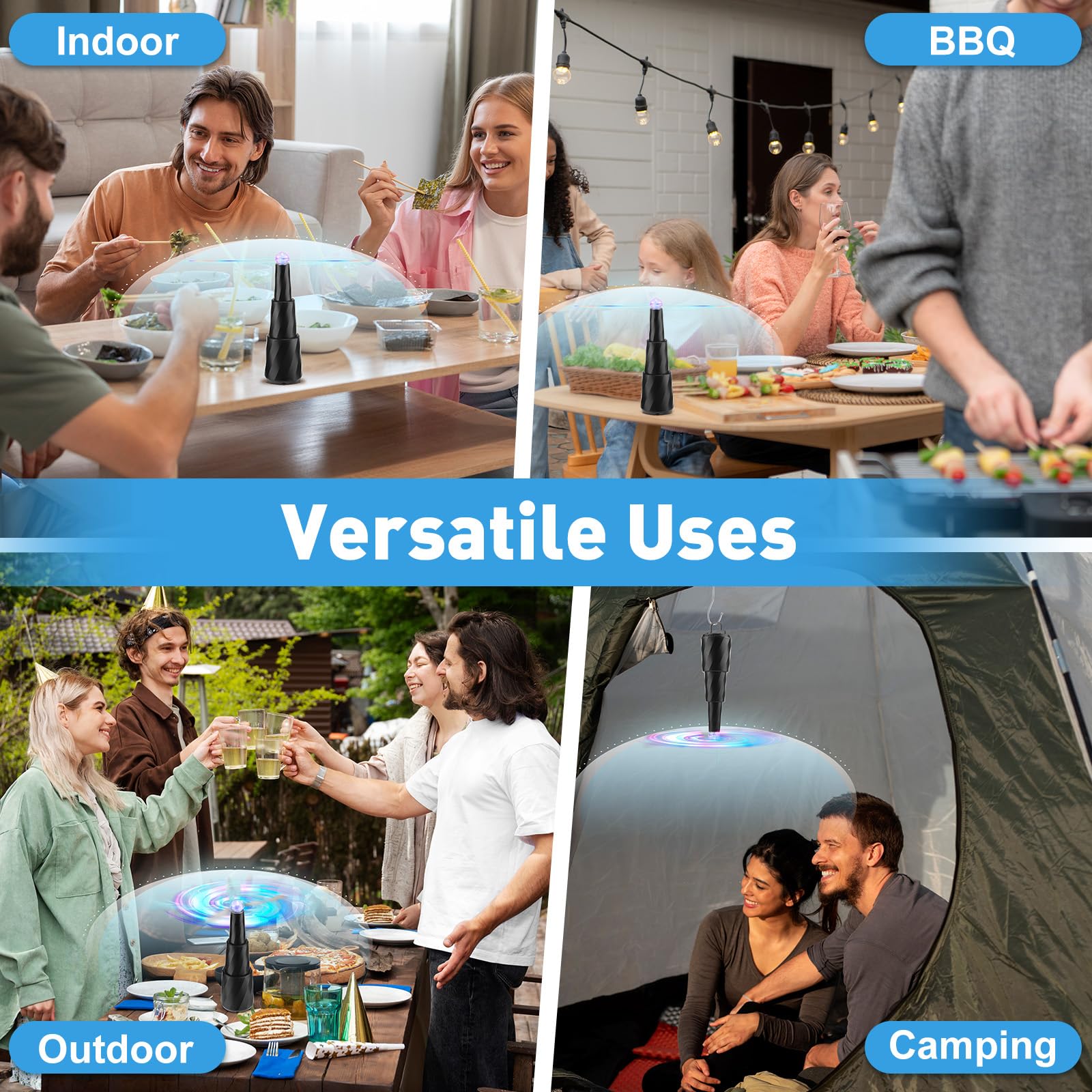 Ventiladores Retráctiles Para Moscas Para Alimentos, Ventilador Recargable Repelente De Moscas, Ventiladores De Mesa Portátiles Que Repelen Insectos Voladores, Para Interiores Y Exteriores(4 Piezas)