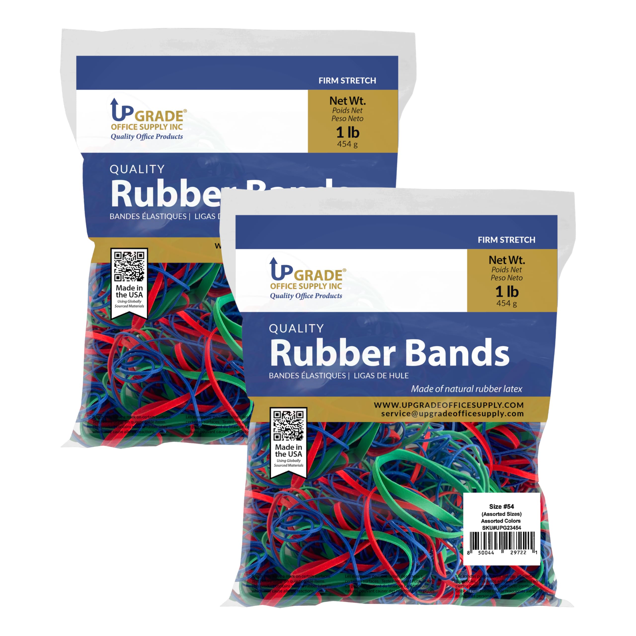 Upgrade Rubber Bands, Assorted Sizes & Colors, 1 lb 2-Pack, USA