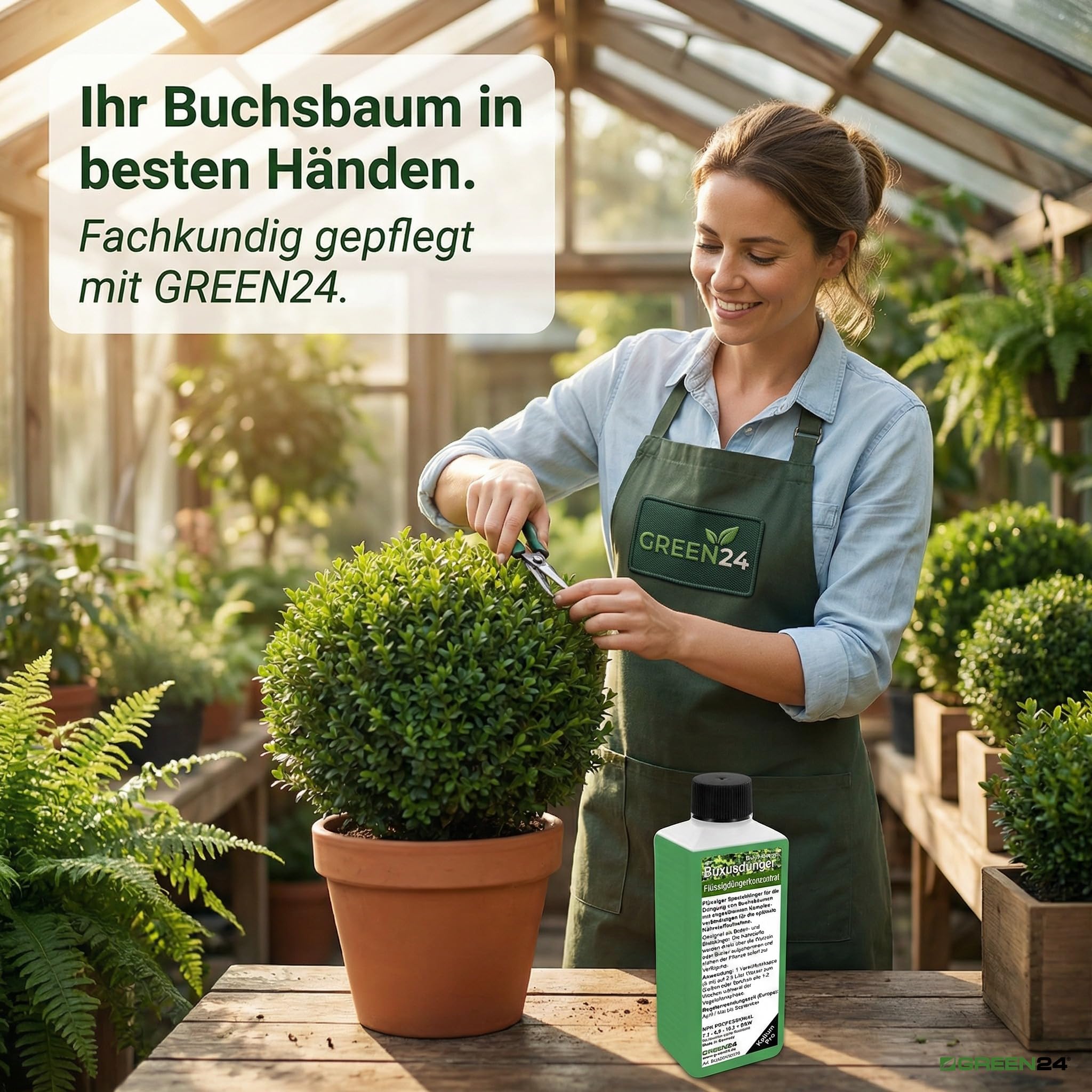 GREEN24 Buchsbaum Dnger - Buxus Spezialdnger fr Buchsbume Ilex  Stechpalme Formgehlze Topiary Kugelbume Heckenpflanzen Immergrne  Pflanzen NPK 250ml Konzentrat : Amazon.de: Garten