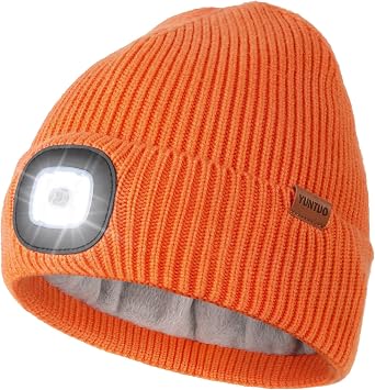 Fleece Lined USB Rechargeable Hat with Light, Gifts for Men Husband