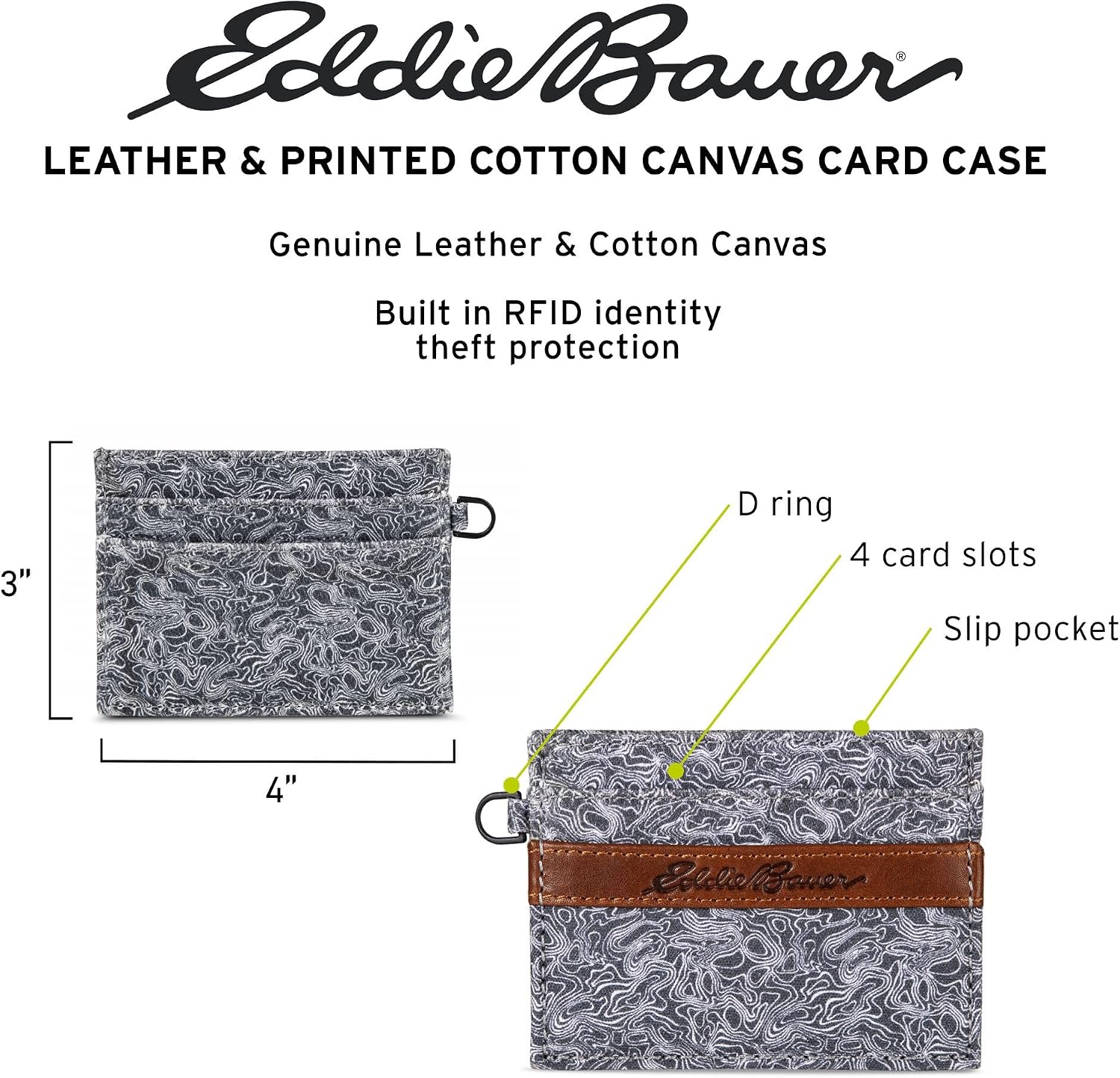 Eddie Bauer Men's Slim Wallet | Money Clip | RFID Protection | ID Window | Genuine Leather | EDC image 3