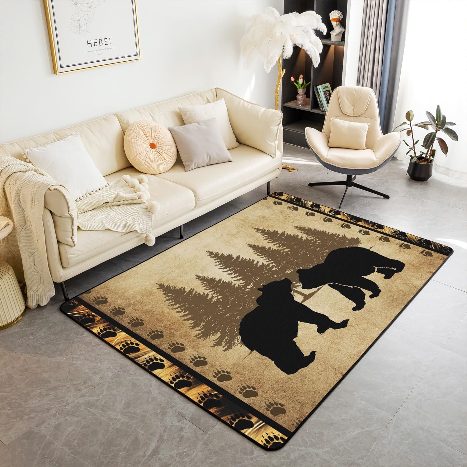Amazon.com: jejeloiu Bear Rugs for Living Room Bedroom Boys Wild Animal ...