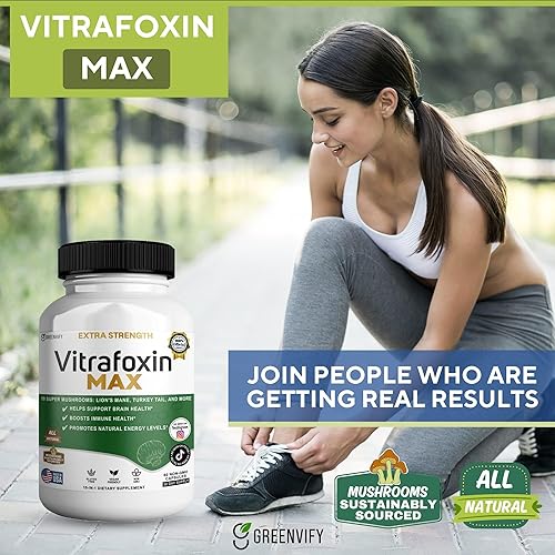 Miniatura 5 de Vitaloxin Max Super Complejo de hongos, mezcla de 10 hongos con melena de león y cordyceps, 60 cápsulas vegetales, suministro para 30 días (1)