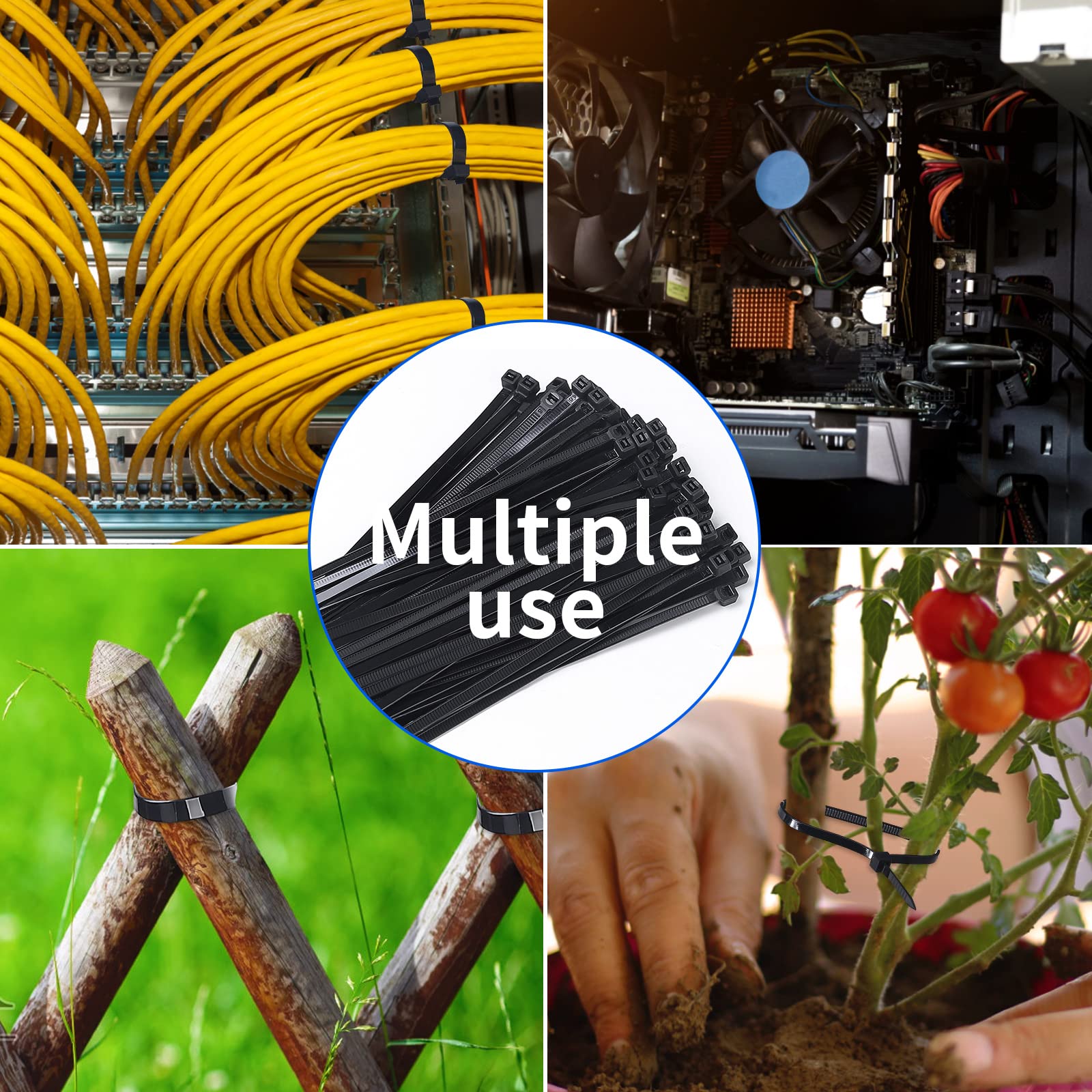 MVYC Attaches de câble robustes de 22,7 kg pour outils de dégagement - Résistantes aux UV - Noir - 30,5 cm - Pour une utilisation en intérieur et en extérieur - Sangles pour la gestion électrique
