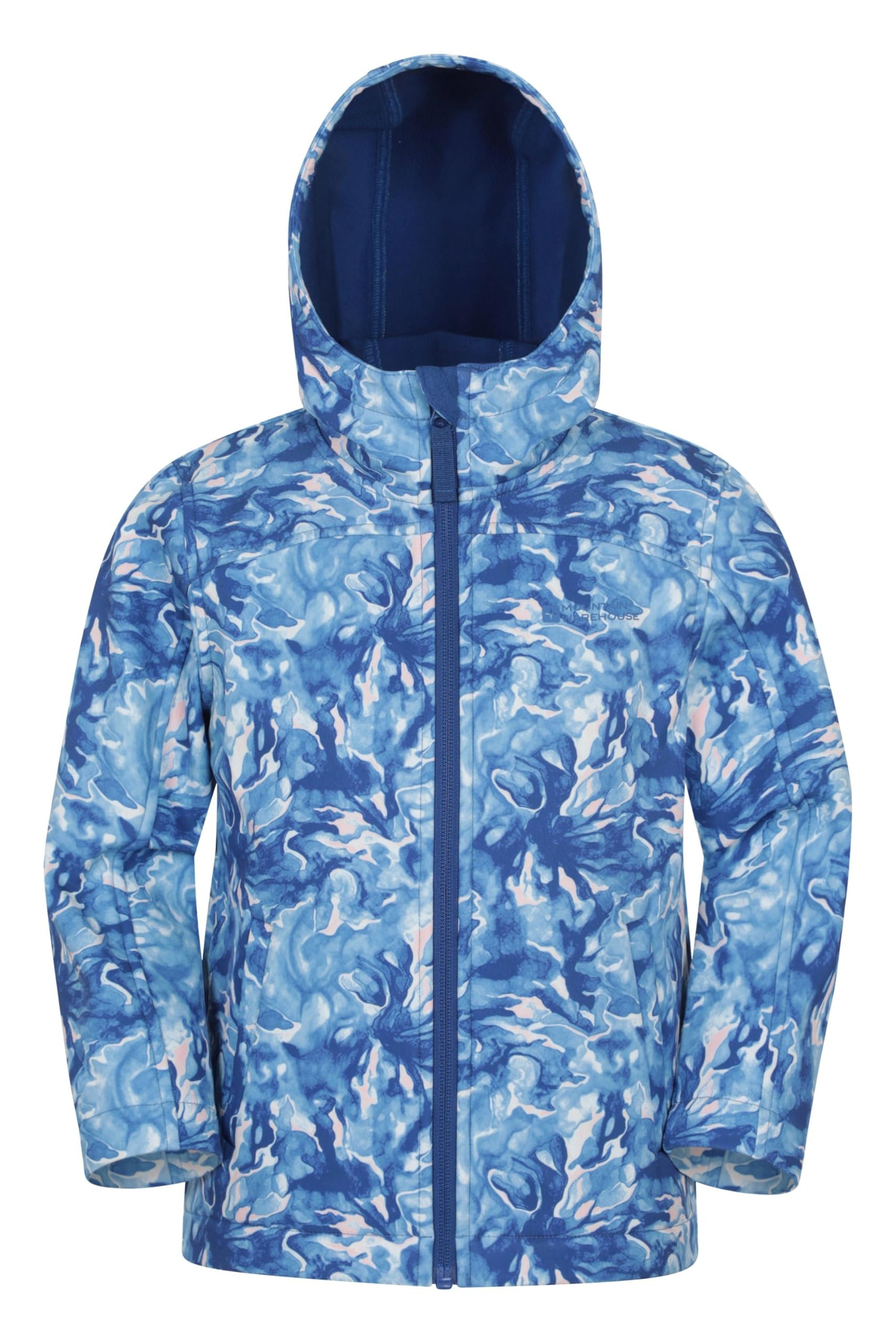 Mountain Warehouse Boys Pale Blue (05) Exodus Kids Printed Water Resistant Softshell Jacket - & Girls Rain Coat Kids Size 5-6 Years