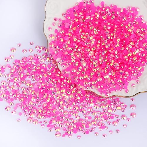 Miniatura 6 de Duflash 25000 diamantes de imitación de resina AB color rosa intenso, diamantes de imitación de 0.118 in, 0.157 in y 0.197 in, diamantes de