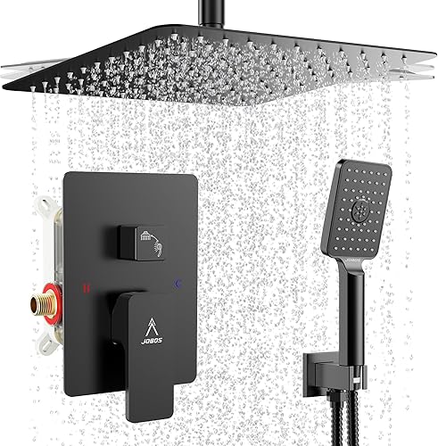 Sistema de ducha de lluvia para montaje en el techo, ducha moderna de 12 pulgadas, juego de grifo de ducha de alta presión con juego de rociador de