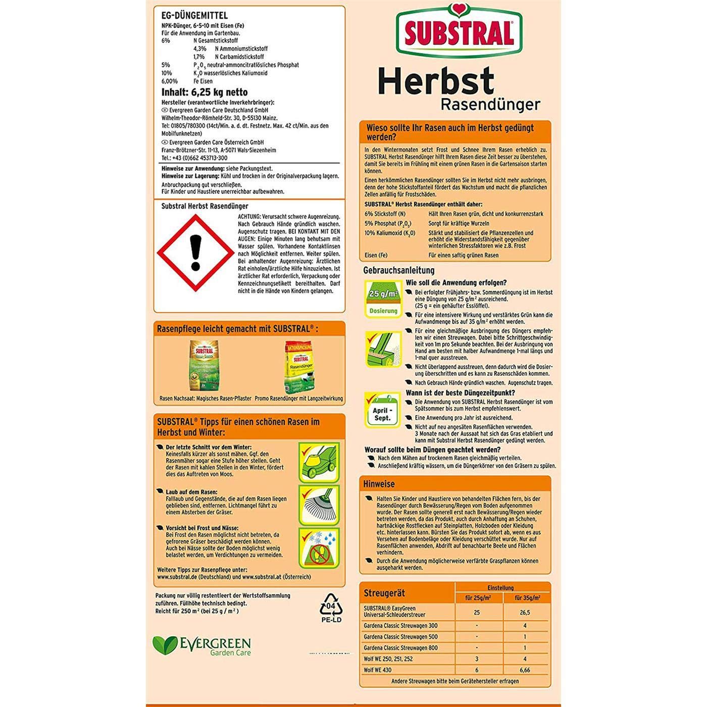 Substral 8243 Herbst Rasendünger 25 kg für 1000 m²