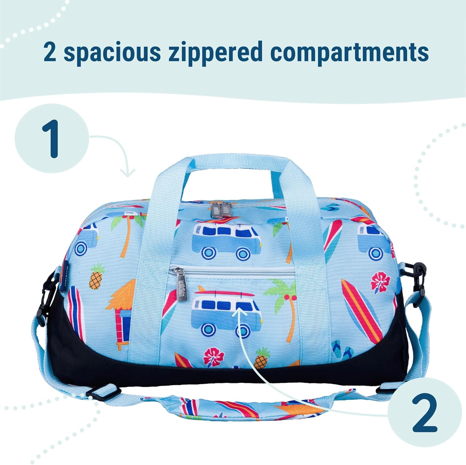 Wildkin Kids Overnighter Duffel Bag – Carry-On Travel Bag for School & Sleepovers, Lightweight, Durable, Boys & Girls Ages 4–15 – Surf Shack