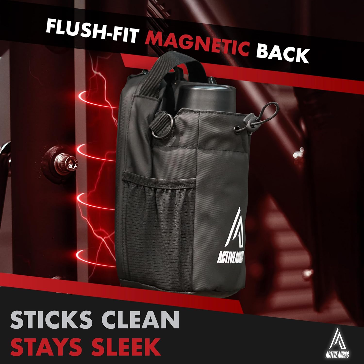 Magnetic Gym Bag for Men and Women – Padded Strap, 4 Strong Magnets, Fits 64oz Bottle Small Crossbody Pouch with Phone Pocket for Travel, Sports, Fitness, Work – Gym Accessories & Gifts - Image 2