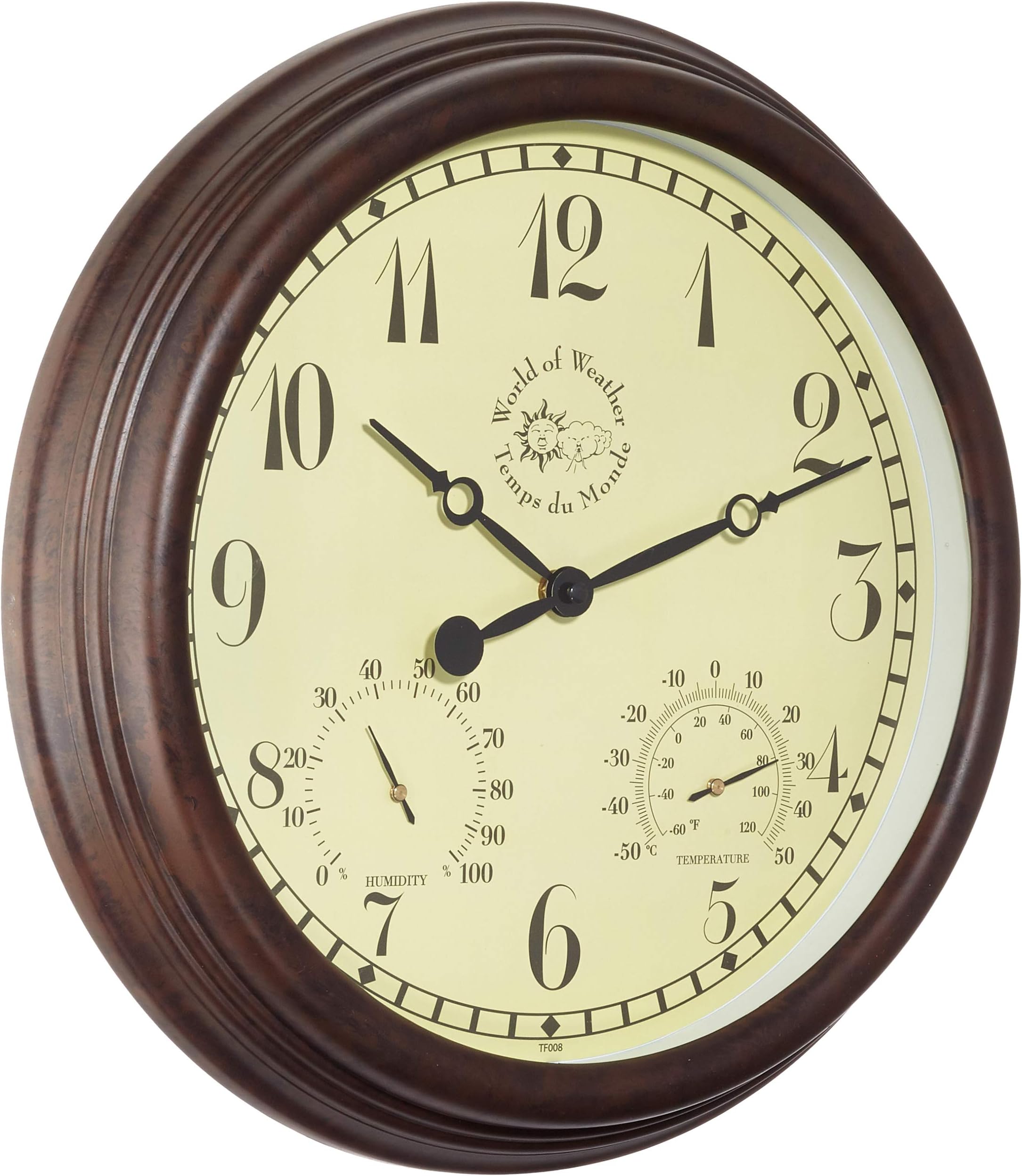 Esschert Design TF008 Gartenuhr, Plastik, Wanduhr, 38.3 x 6.1 x 38.3 cm, White