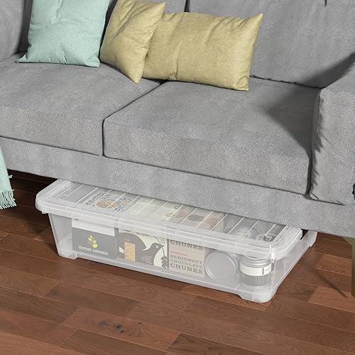 Miniatura 7 de Rosebloom - Contenedores de almacenamiento de plástico para debajo de la cama de 40 cuartos de galón con tapa, contenedores de almacenamiento