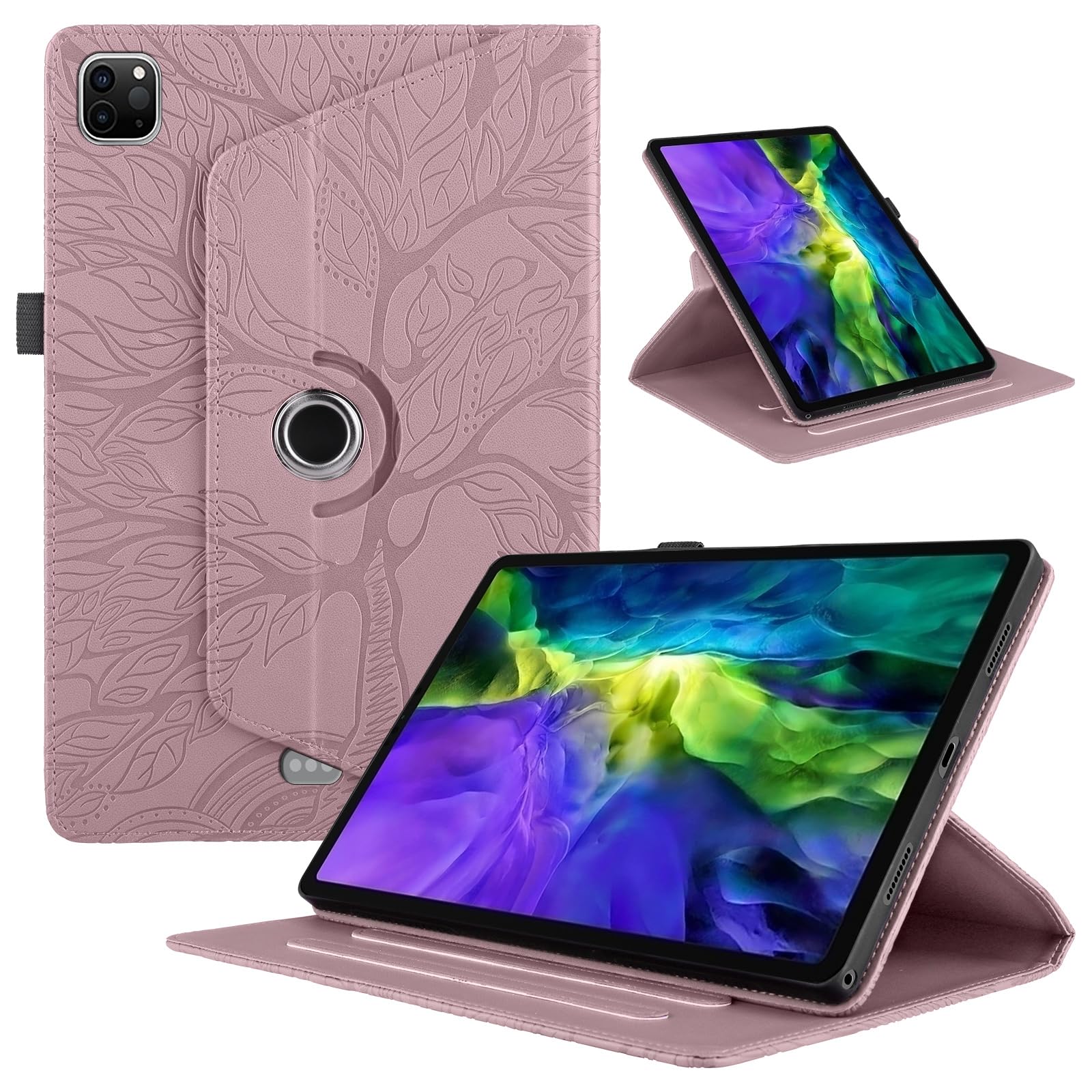 Funda para Samsung Galaxy Tab S9/ S8/ S7 11" (SM-X710/X700/T870) PU Cuero Tablets Protectora Cover 360°Carcasa Giratoria de ángulo Múltiple Stand Función Tablets Funda,Rojo Árboles — view 129
