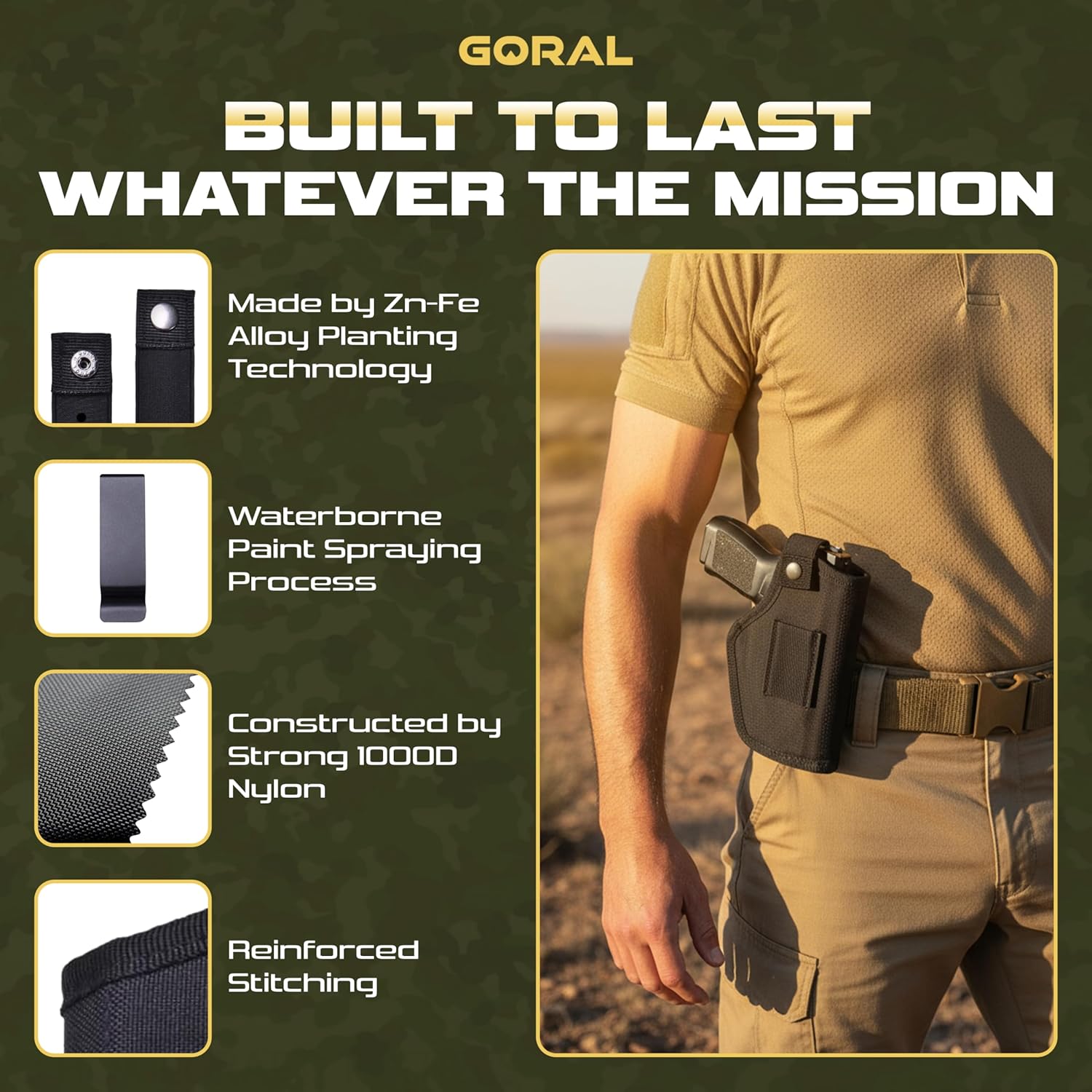 IWB/OWB Gun Holster for Men & Women, 9mm Gun Holsters for Pistols, 380 Concealed Carry Pistol Holster for Glock, S&W M&P Shield, Sig and Similar Handguns, Fits Most Brands - Image 3