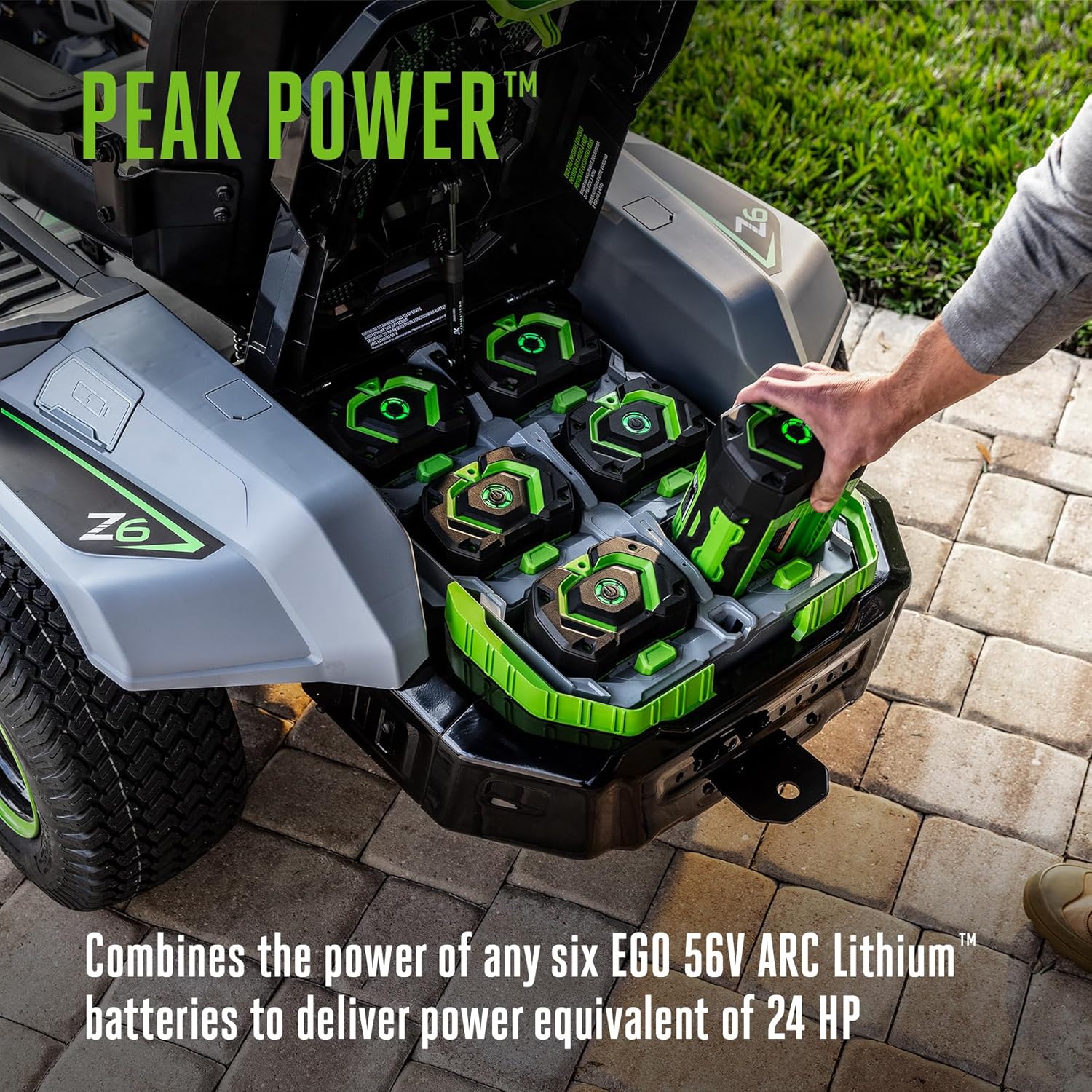 EGO POWER+ Z6 Zero Turn Riding Lawn Mower, 42" Deck, Includes (2) 56V 10.0Ah and (4) 56V 6.0Ah Batteries and 800W Charger - ZT4215S