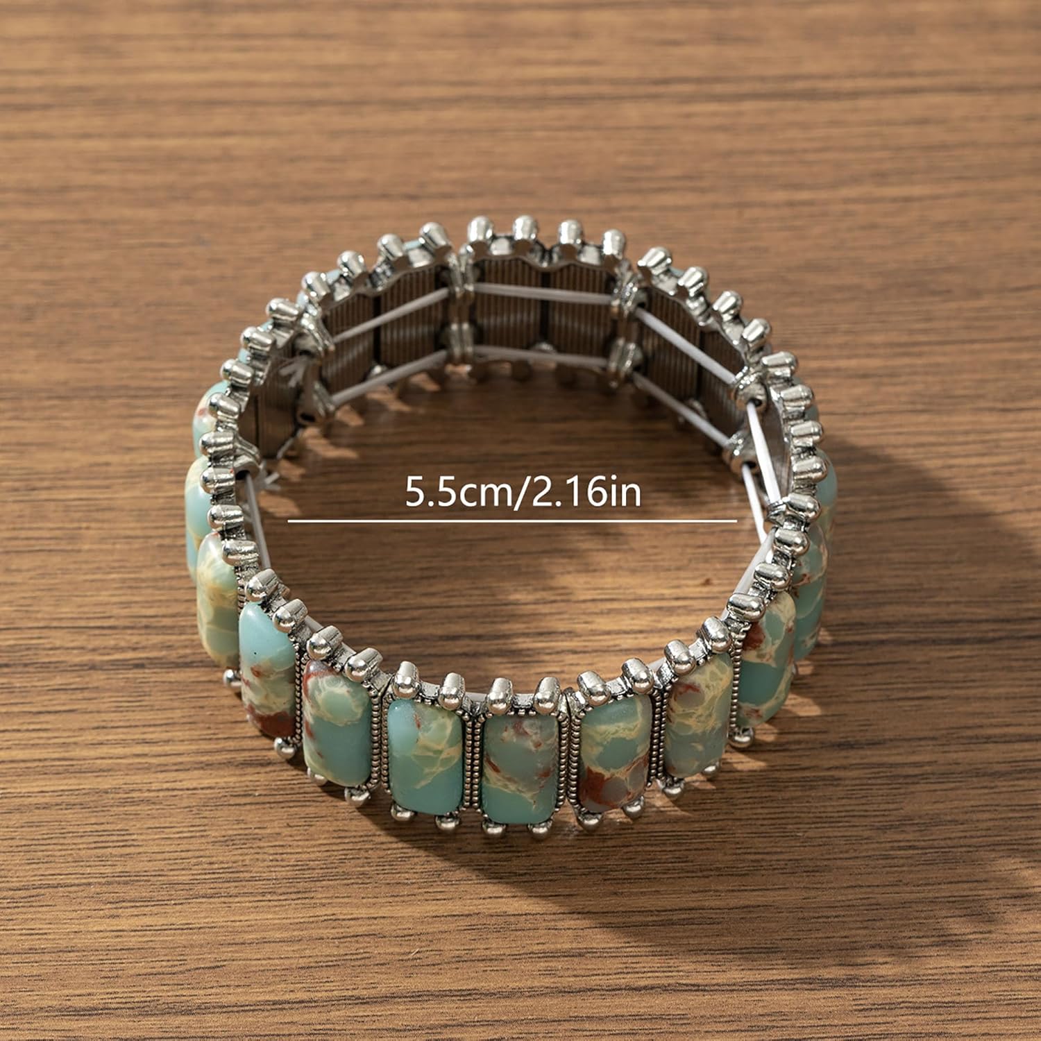 4 PCS Western Turquoise Jewelry for Women Boho Vintage Navajo Pearl Necklace Earring Bracelet Ring Set Country Cowgirl Accessories for Gift - Image 5