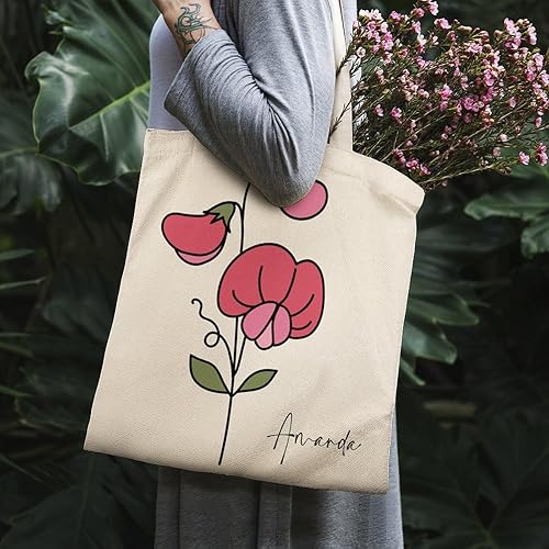 Miniatura 8 de Custom Birth Month Birth Flower Tote Bag