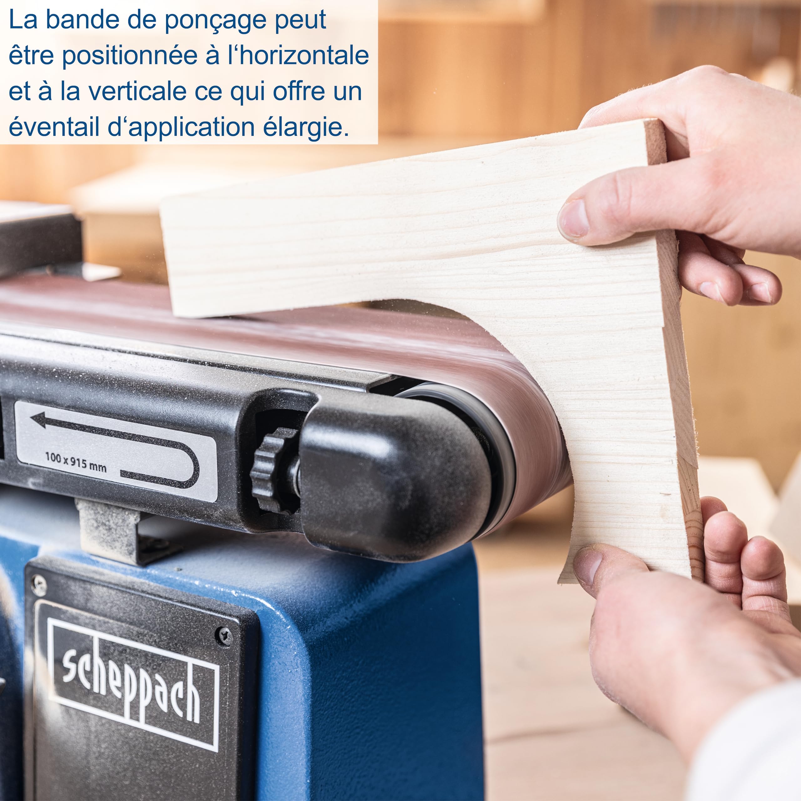 Scheppach Ponceuse à Bande et à disque BTS800 | Puissance 370W | Longueur de bande 715mm-Largeur 100mm | Plateau de Ponçage Ø150mm | Table d'appui réglable de 90°à 45° | Vitesse 7,5m/s