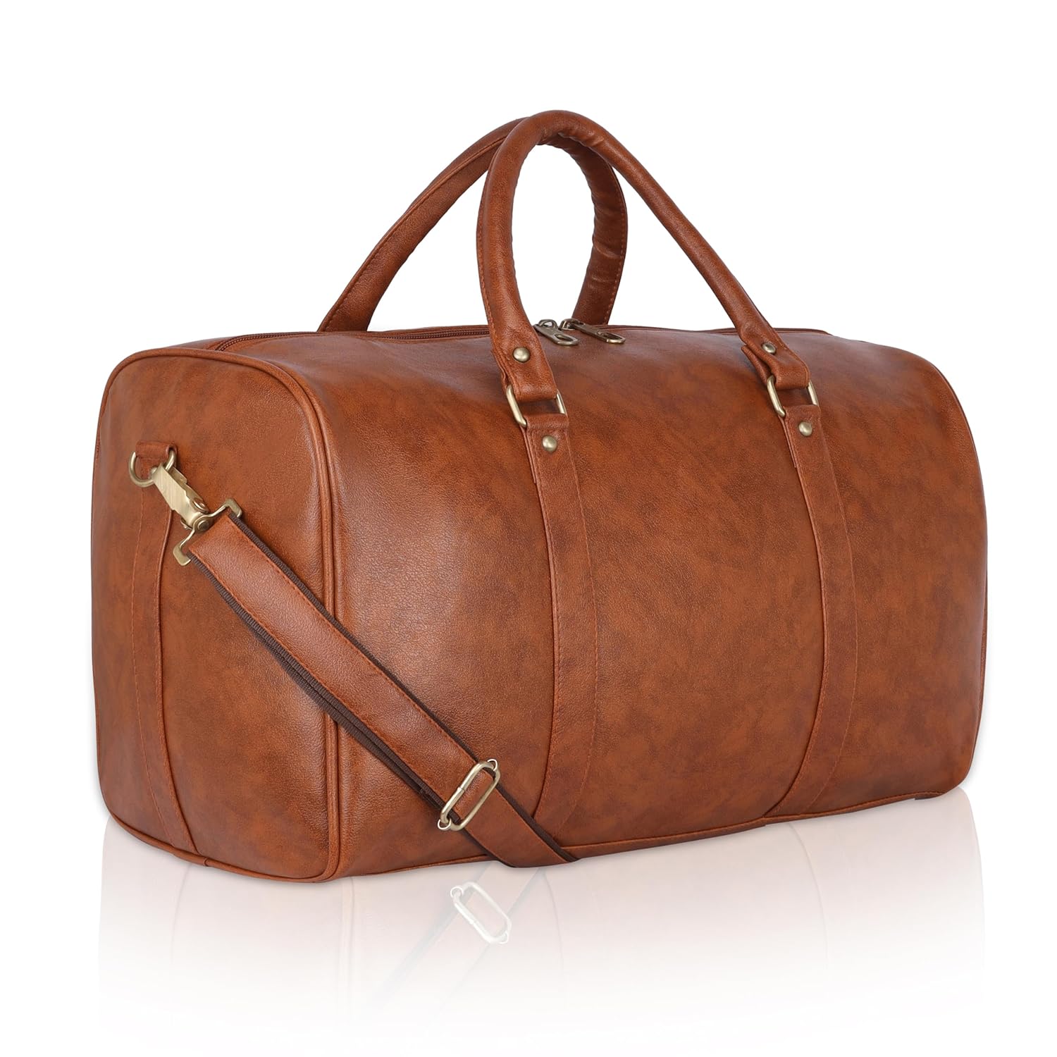 ZAINTO Unisex Duffel Bag for Travelling in Flight Latest Travel Faux Leather Duffle Bags for Men and Women (Tan)