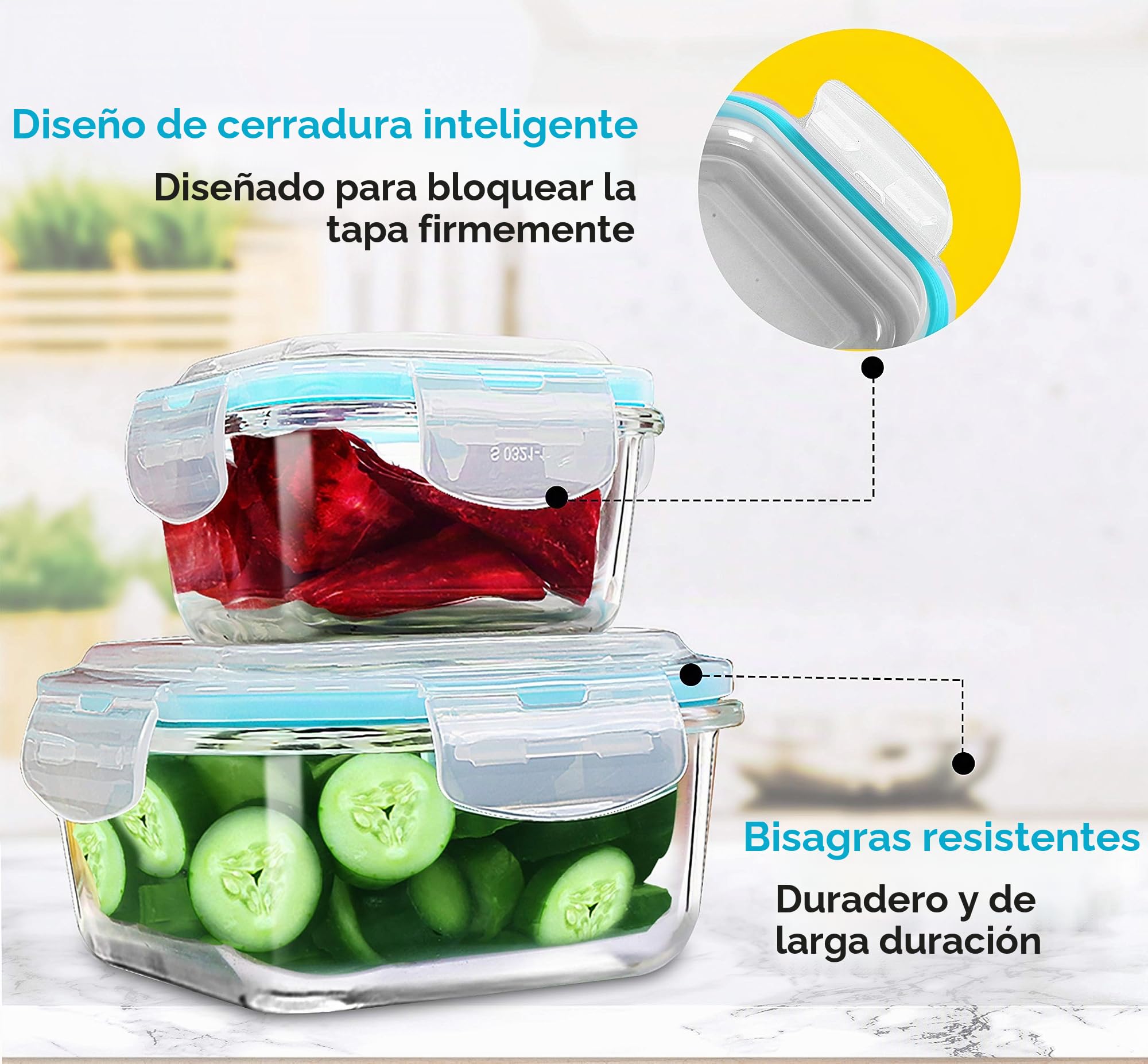 Utopia Kitchen - Fiambreras de cristal (18 unidades, 9 recipientes + 9 tapas), tapa transparente, sin BPA, para cocina o restaurante