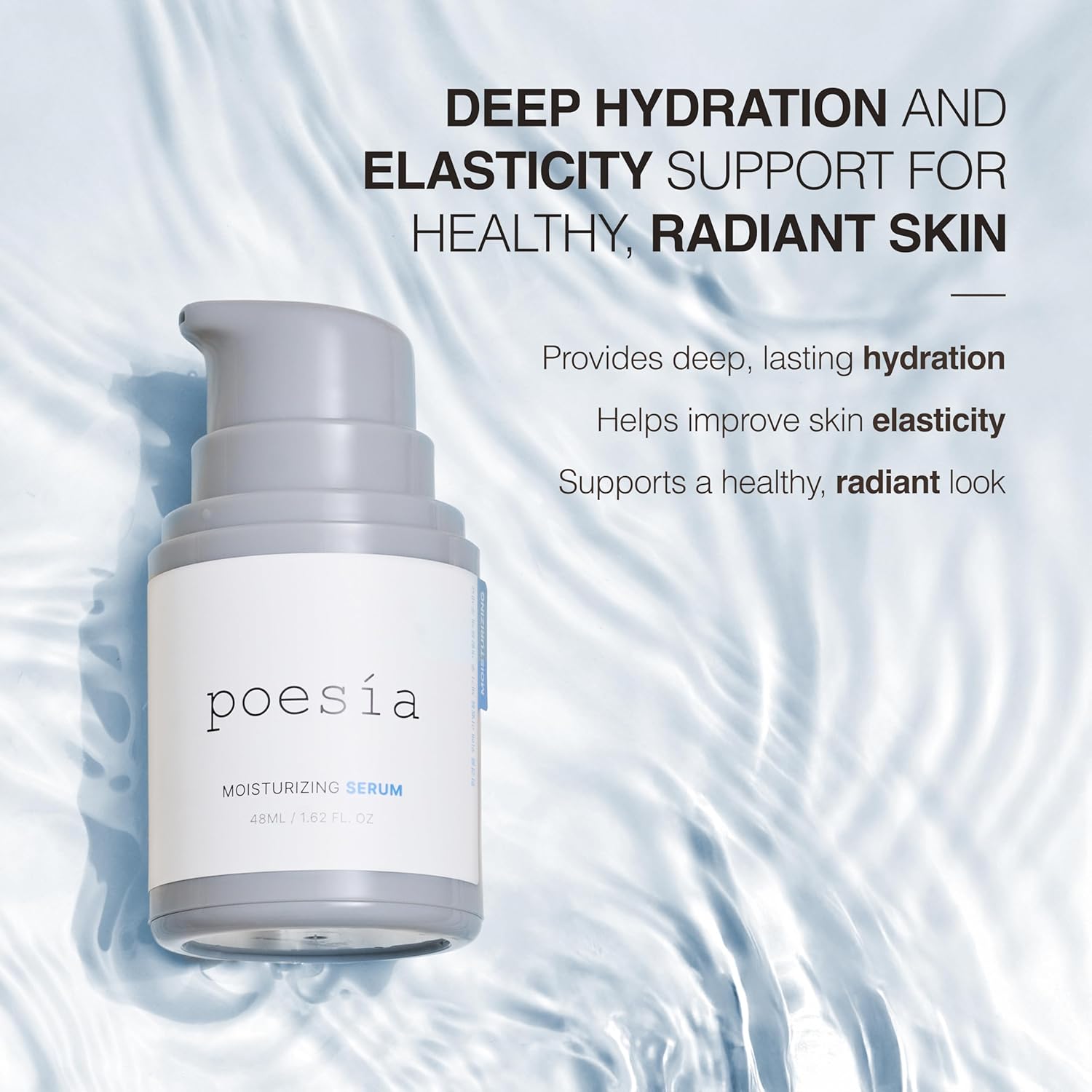 POESIA Hydro Hyaluronic Ampoule Serum – 3-Layer Hyaluronic Acid Complex for Deep Hydration | 48ml | Korean Glass Skin Glow | Clinically Proven +282% Moisture | Clean & Vegan Skincare - Image 3