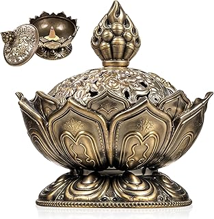 Classic Lotus Incense Burner Vintage Lotus Incense Burner Holder Mini Lotu Cone Incenses Holder Charcoal Lotuss Flower Shaped Incenses Holders Classic for Stick and Metal, 2.75 X 2.87inch