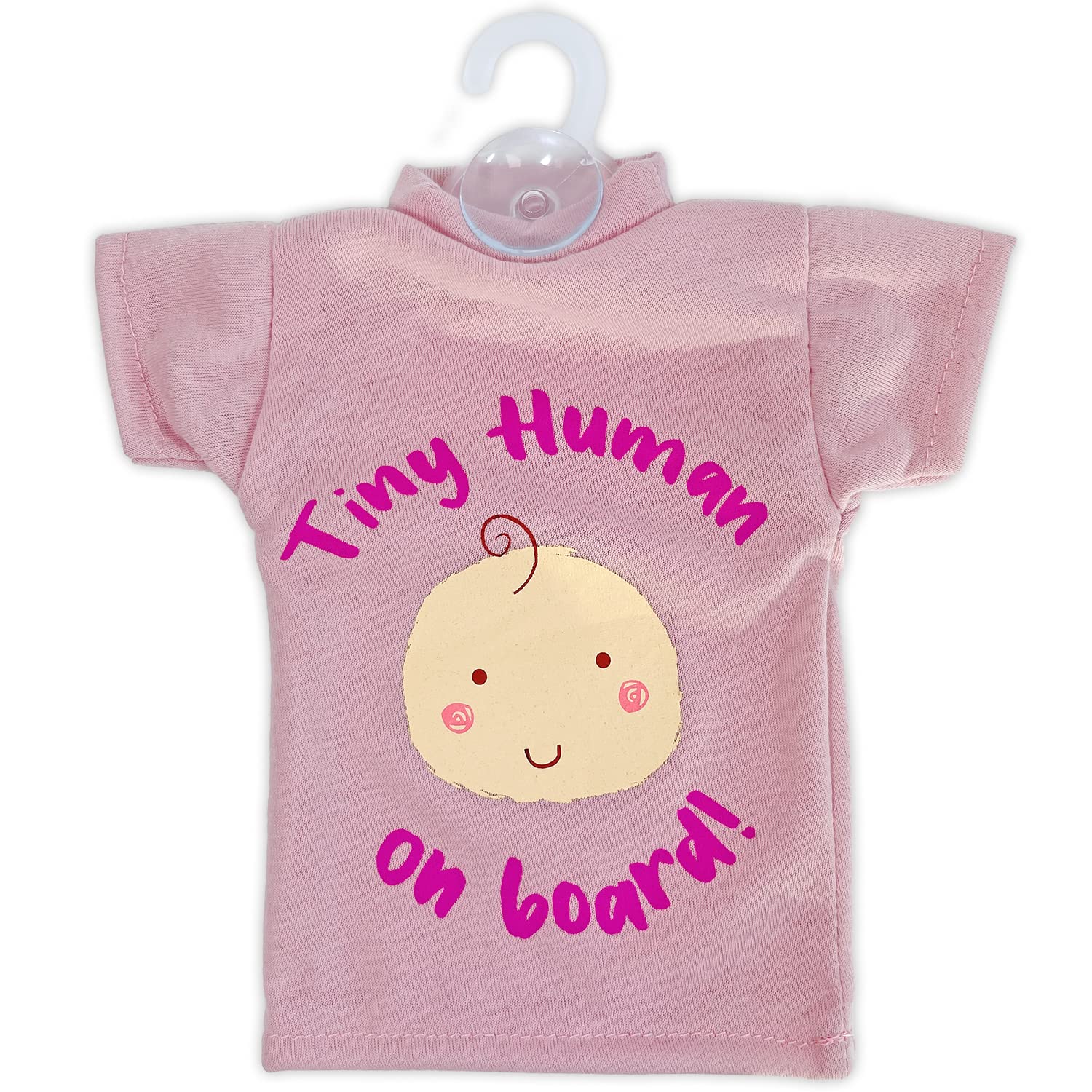 Simply Auto Tiny Human On Board Pink T-Shirt Sign for Car