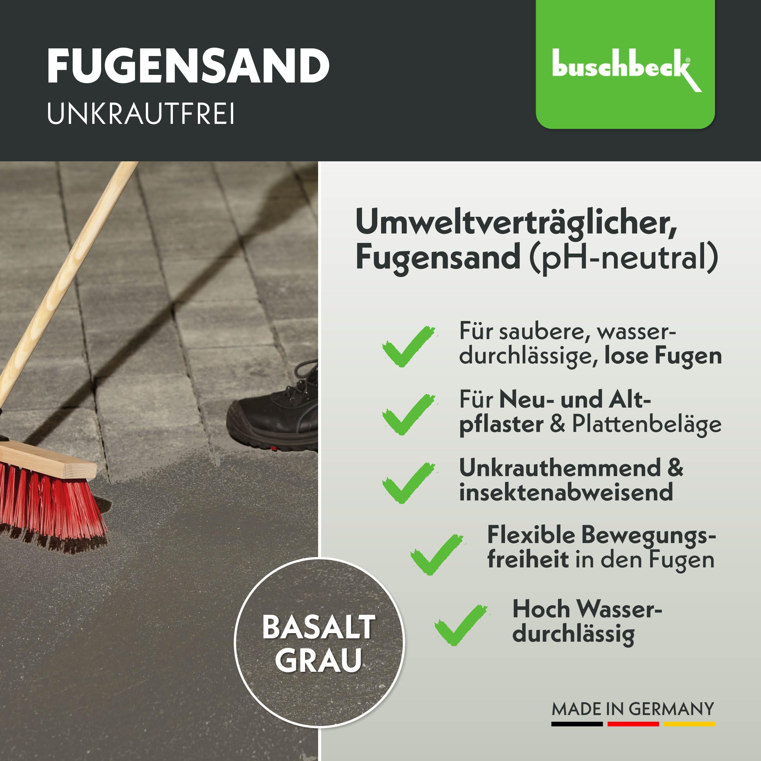 Buschbeck Fugensand 20 kg – für Pflasterfugen & Terrassen (basalt grau)