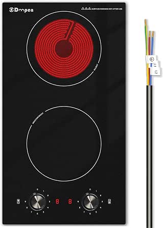 Karinear Electric Cooktop 30 Inch, 4 Burners Electric Stove Top 30 Knob Control Built In Electric Radiant Ceramic Cooktop 6700w 220240v Hard Wire Black Knob