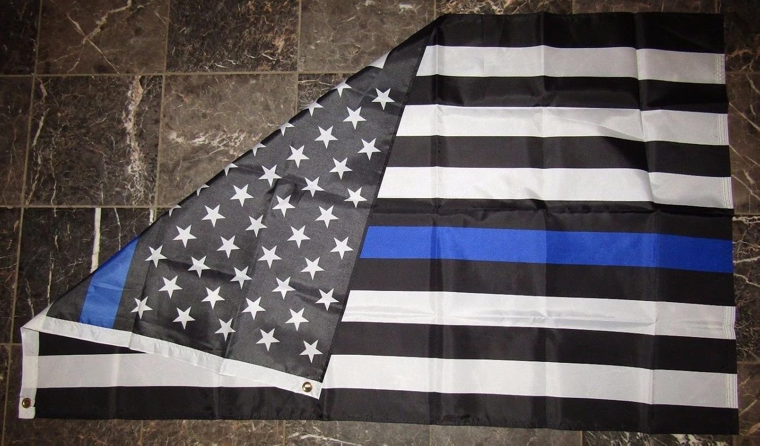 USA Police Memorial Blue Line 210D Printed Nylon Flag 3'x5' Grommets
