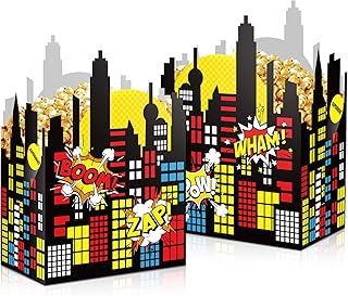 24 Pieces Party Favor Box Colorful Theme Candy Treat Boxes Cardboard Goodies Present Cookies Boxes for Kids Birthday Baby Shower Parties Carnival Decorations Supplies, 6.1 x 2.4 x 4.3 Inches