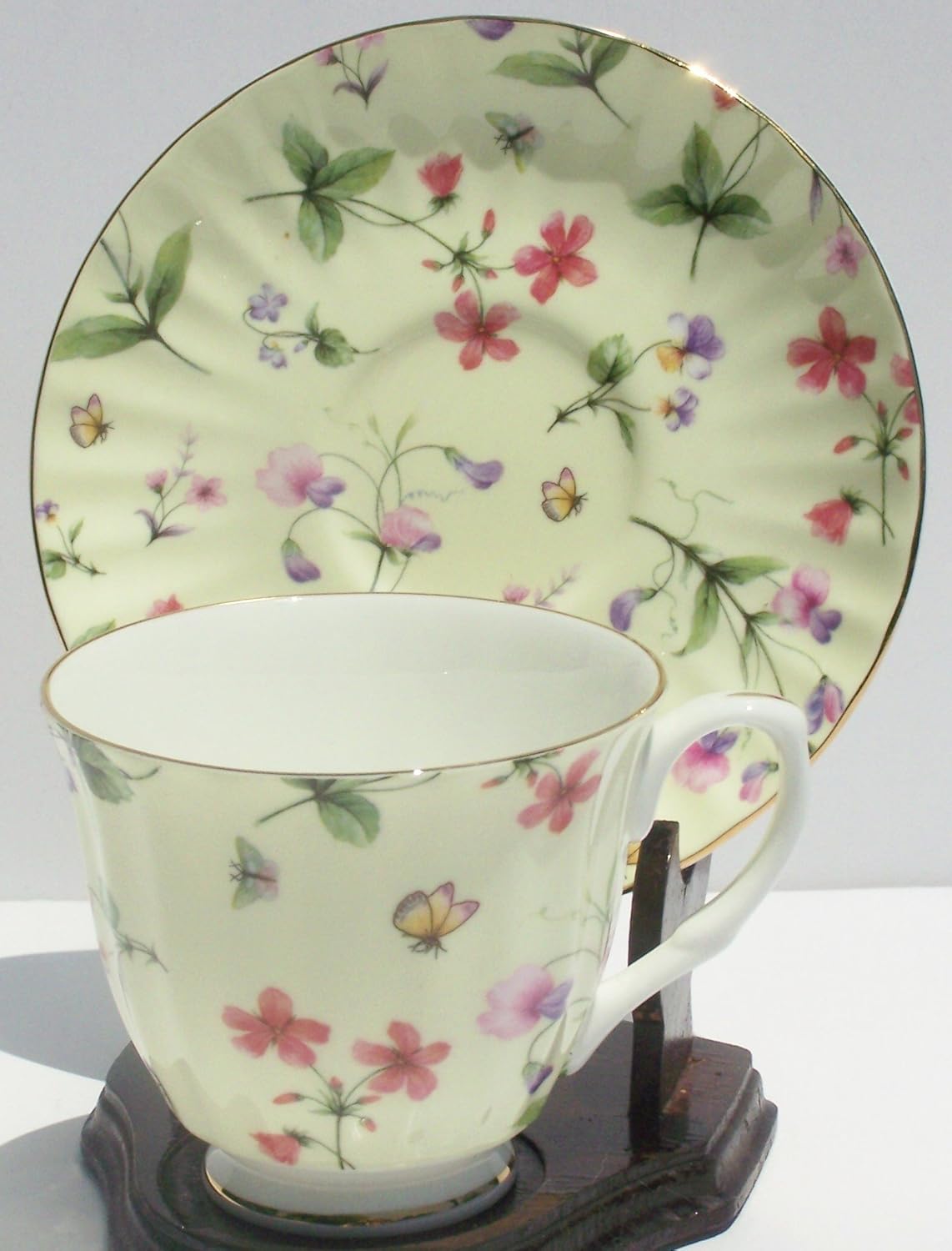 Fine Bone China Cup and Saucer Vintage Yellow Chintz