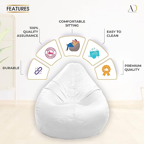 Miniatura 6 de Ample Decor Funda para puf (relleno no incluido), almacenamiento de juguetes de felpa de piel sintética suave, construcción duradera, cremallera