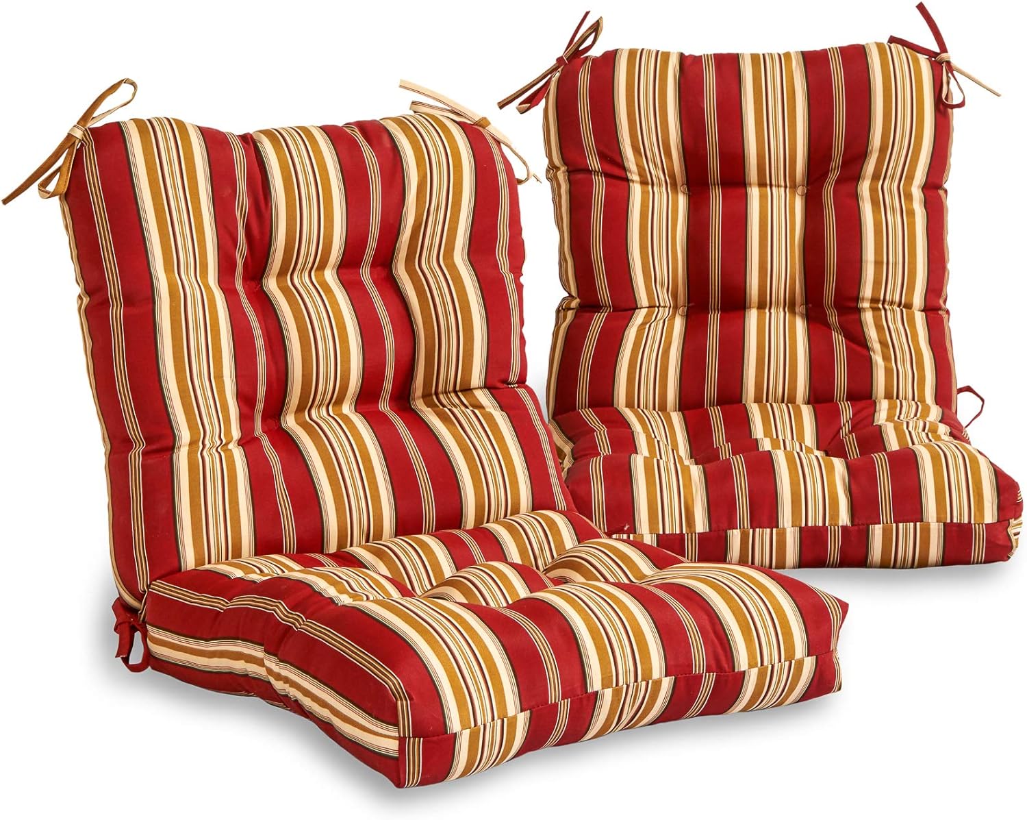 South Pine Porch Outdoor Seat/Back Chair Cushion (Set of 2), Roma Stripe
