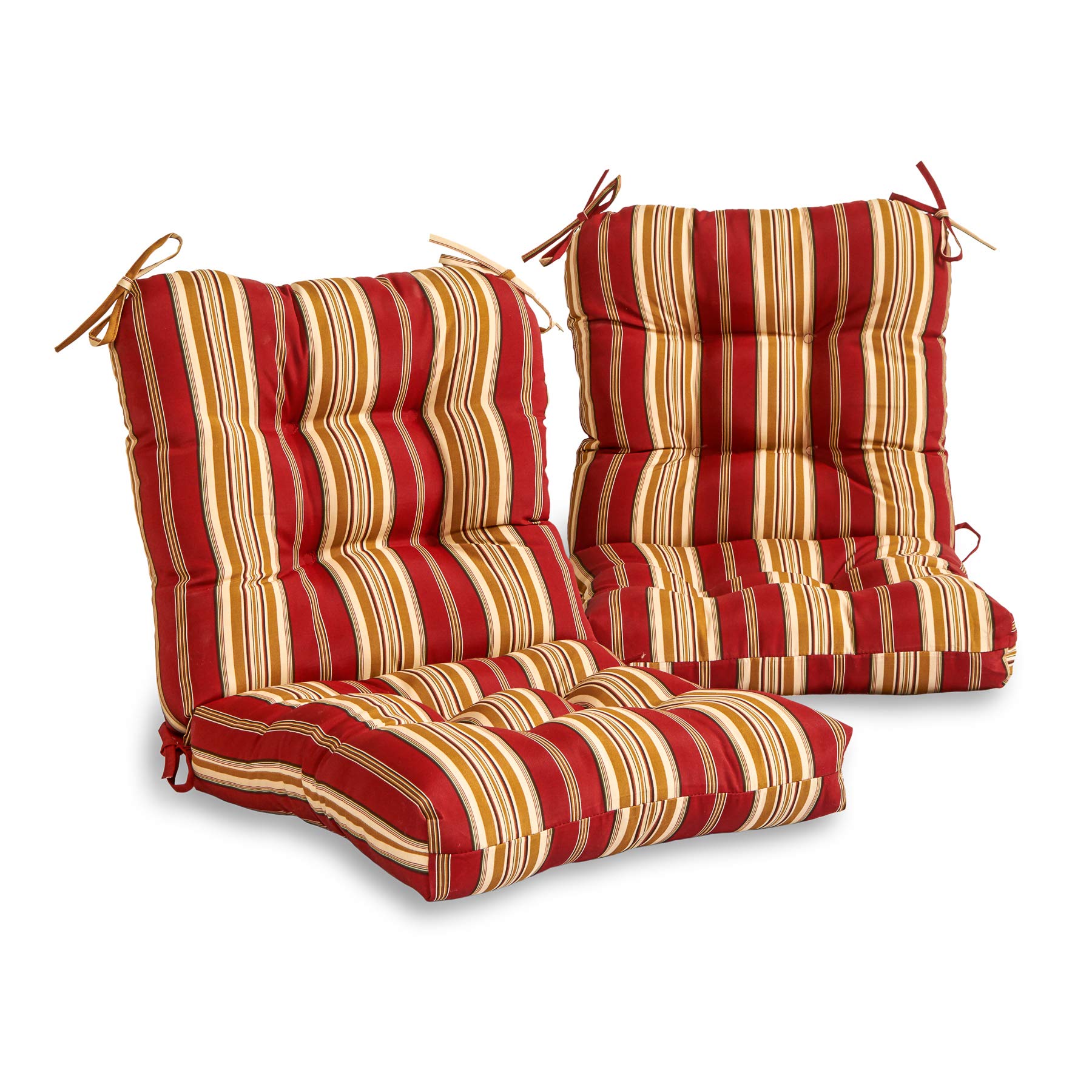 South Pine Porch Outdoor Seat/Back Chair Cushion, 2 Count (Pack of 1), Roma Stripe