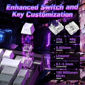 ATTACK SHARK R85 HE 75% Magnetic Wired Gaming Keyboard,8KHz Polling Rate Rapid Trigger,0.005mm RT Precision,256K Scan Rate,Custom Hot-Swappable,Web Driver PC Keyboard for Gamer/Win/Mac,Black Gradient