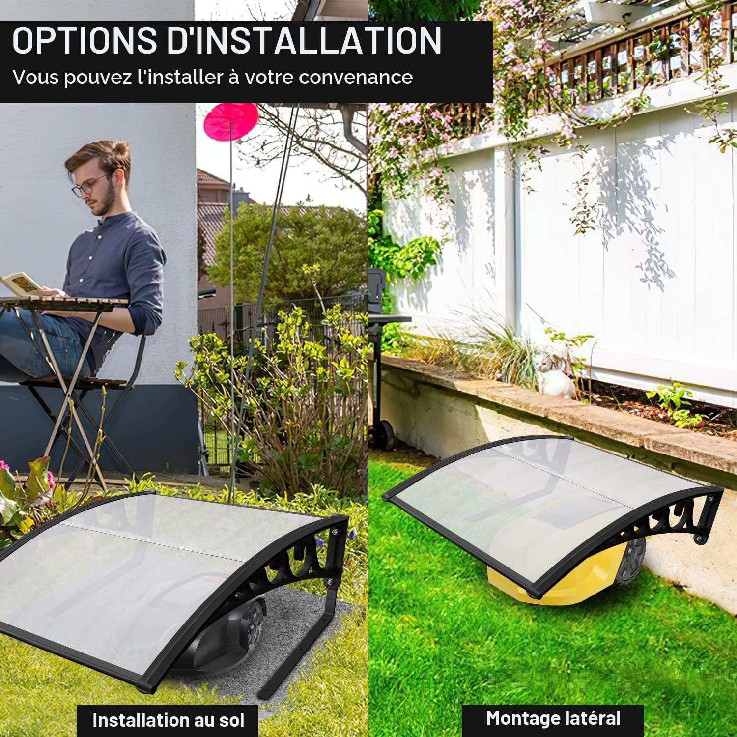 Abri Robot Tondeuse 105 x 85 x 45 cm - Garage Résistant aux Intempéries pour Tondeuse Automatique avec Toit