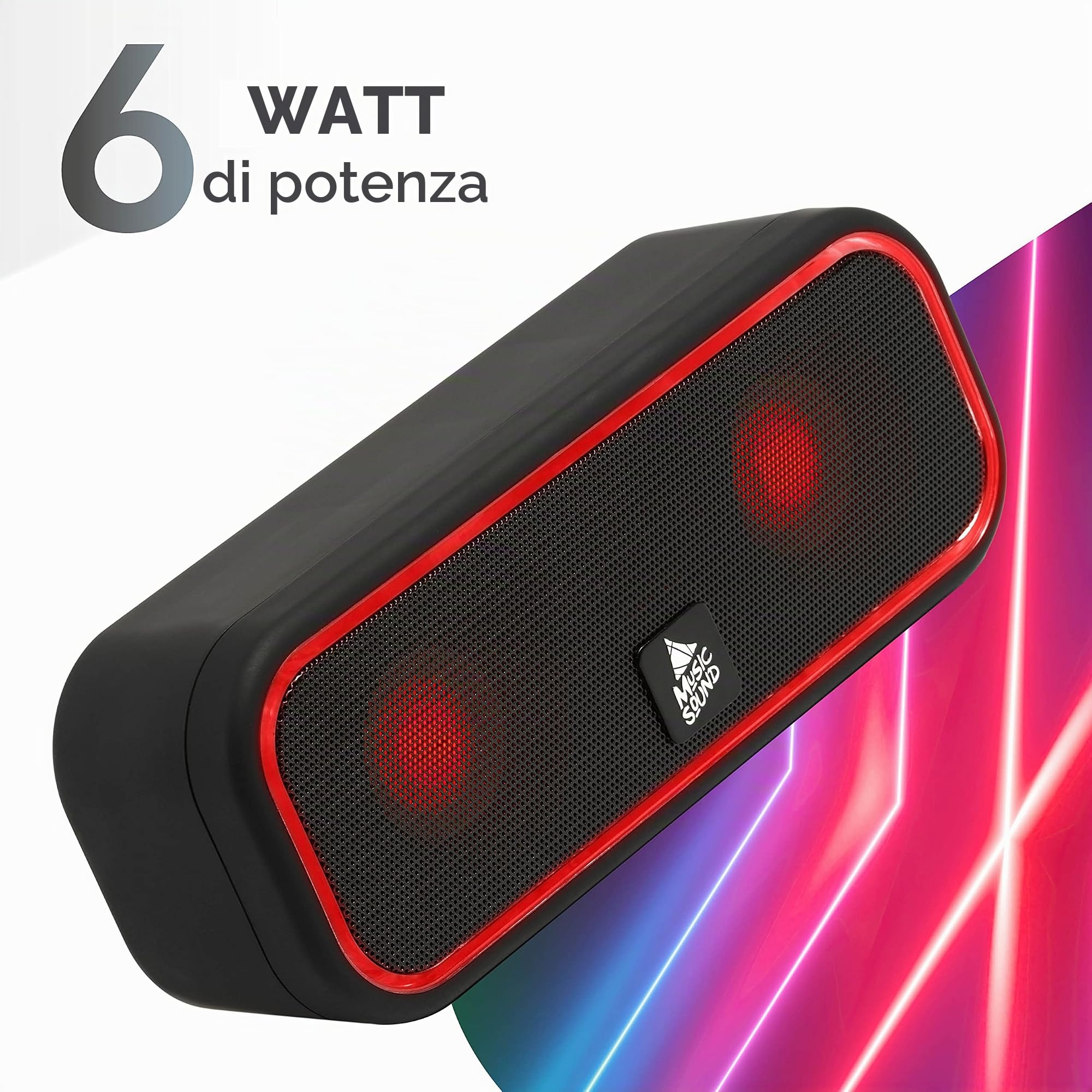 Music Sound | SPEAKER Stripe Led | Speaker bluetooth led - 6 watt di potenza
