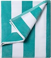 LULUHOME Oversized 36x70 Inch Turquoise Striped Cotton Beach Towel - Soft Absorbent Cabana Pool Towel for Adults