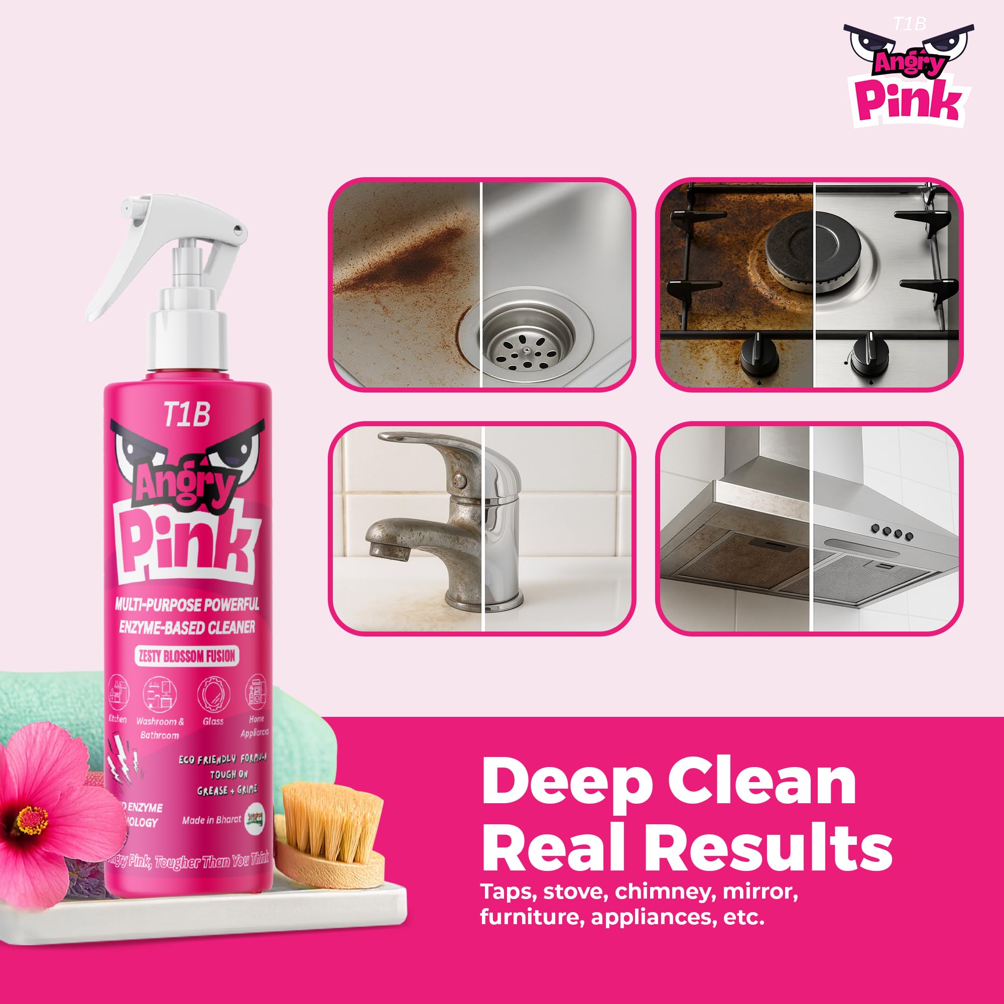 Angry Pink Powerful Car Interior & Bike Cleaner Spray | Enzyme Based Degreaser for Dashboard, Seats, Plastic & Leather | Removes Oil, Dirt & Grease | Multipurpose Auto Interior Cleaning Spray(400ml) 4